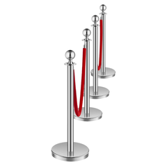 4 Piece Stanchion Post Set with Velvet Ropes-Hammerox Industrial