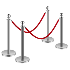 4 Piece Stanchion Post Set with Velvet Ropes-Hammerox Industrial