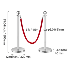 4 Piece Stanchion Post Set with Velvet Ropes-Hammerox Industrial