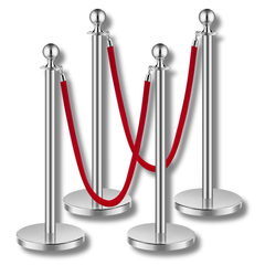 4 Piece Stanchion Post Set with Velvet Ropes-Hammerox Industrial