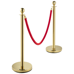 4 Post Crowd Control Stanchions with Velvet Ropes - Gold-Hammerox Industrial