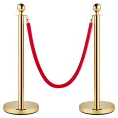 4 Post Crowd Control Stanchions with Velvet Ropes - Gold-Hammerox Industrial