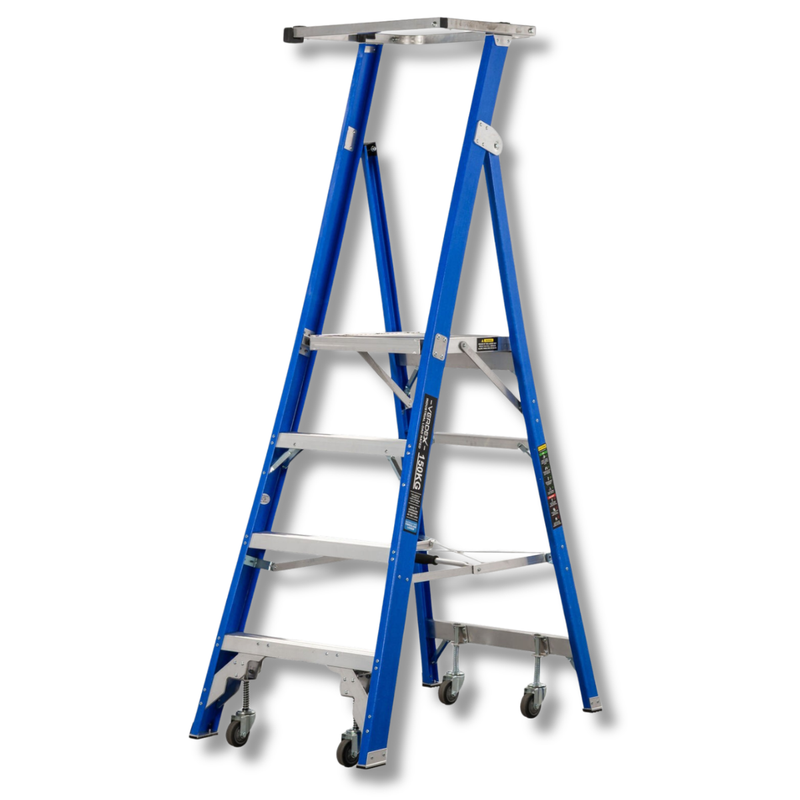 4 Step Fibreglass Industrial Platform Ladder 1160mm Platform Height-Hammerox Industrial