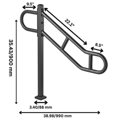 40.5" Single Post Outdoor Stair Handrail 1-3 Step