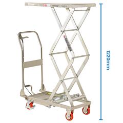 445 x 700mm 100kg Stainless Steel Scissor Lift Trolley-Hammerox Industrial