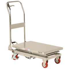 445 x 700mm 100kg Stainless Steel Scissor Lift Trolley-Hammerox Industrial