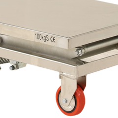 445 x 700mm 100kg Stainless Steel Scissor Lift Trolley-Hammerox Industrial
