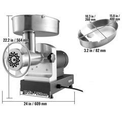 450kg/hr Commercial Electric Meat Grinder with Sausage Stuffer
