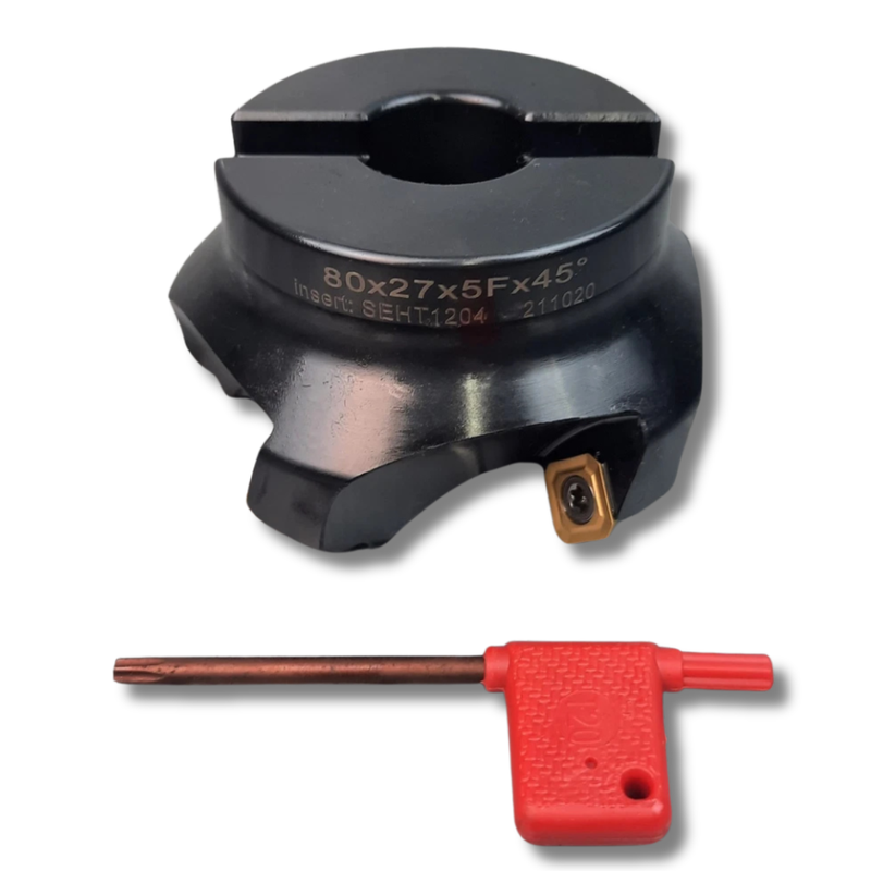 45° Face Mill Cutter 63mm / 80mm with HSS TiN Inserts-Hammerox Industrial