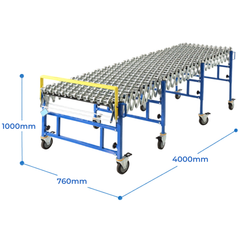 460mm Skate Wheel Expanding Conveyor 1.1m to 4m-Hammerox Industrial