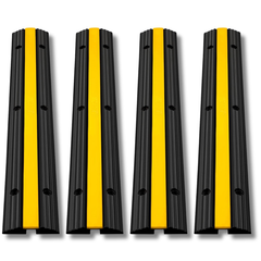 4 Pack 1-Channel Cable Protector Ramp Floor Wire Cover - Black