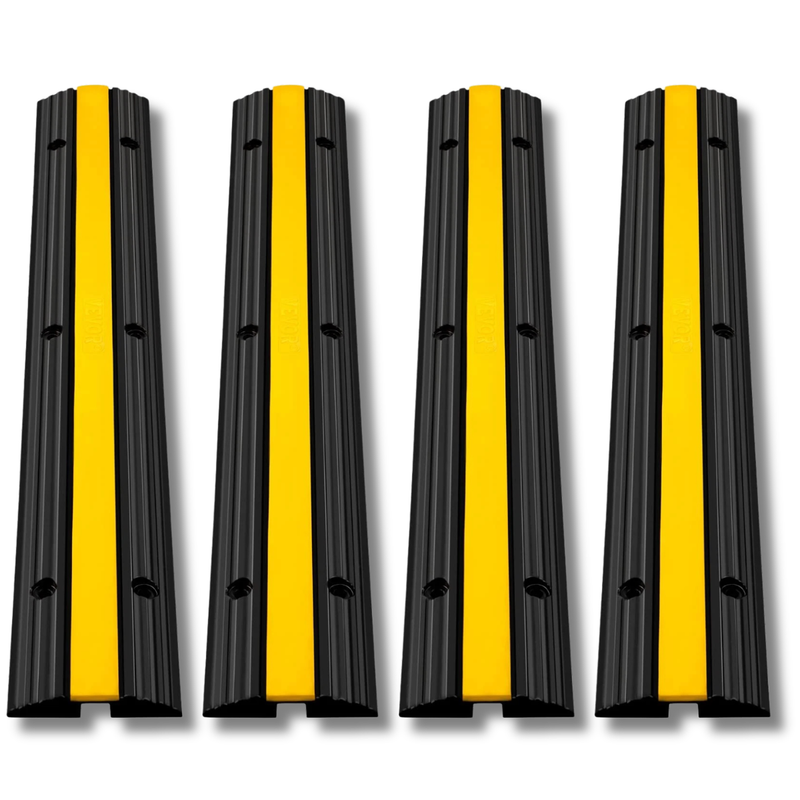 4 Pack 1-Channel Cable Protector Ramp Floor Wire Cover - Black