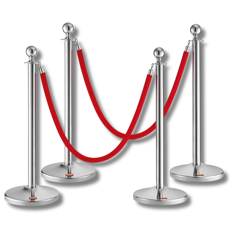 4 Pack Crowd Control Stanchions with Velvet Ropes
