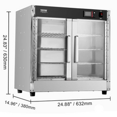 4 Tier Hot Box Food Warmer Double Clear Doors Cabinet with Water Tray