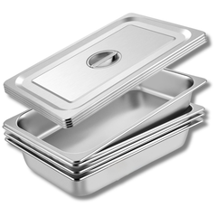 4 Tray Bain Marie Steam Pan 1/1 100mm Deep Stainless Steel