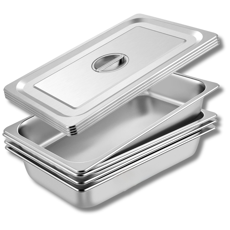 4 Tray Bain Marie Steam Pan 1/1 100mm Deep Stainless Steel