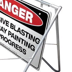 Danger Abrasive Blasting & Spray Painting in Progress Swing Stand & Sign