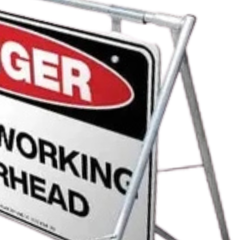 Danger Crane Working Overhead Swing Stand & Sign
