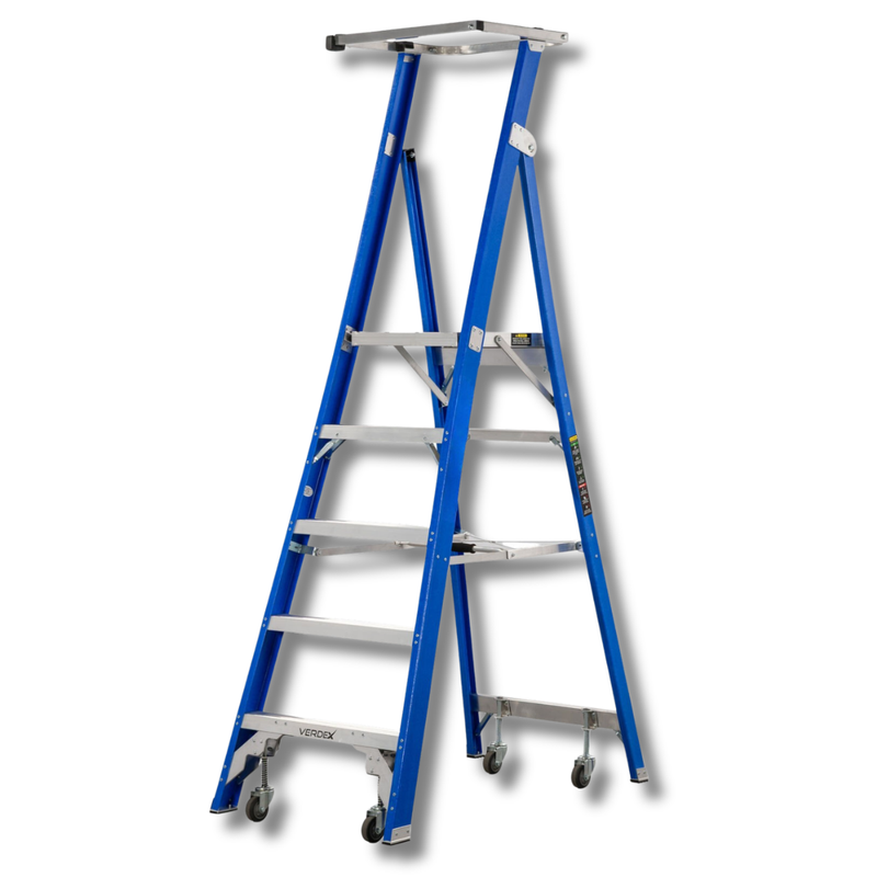 5 Step Fibreglass Industrial Platform Ladder 1450mm Platform Height-Hammerox Industrial