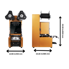 500-650 Cups/H Automatic Cup Sealing Machine 190mm - Gold-Hammerox Industrial
