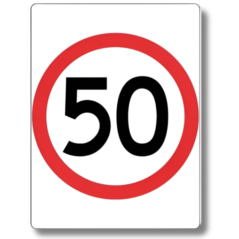 50km/h Speed Limit Sign Class 1 Reflective 450 x 600mm
