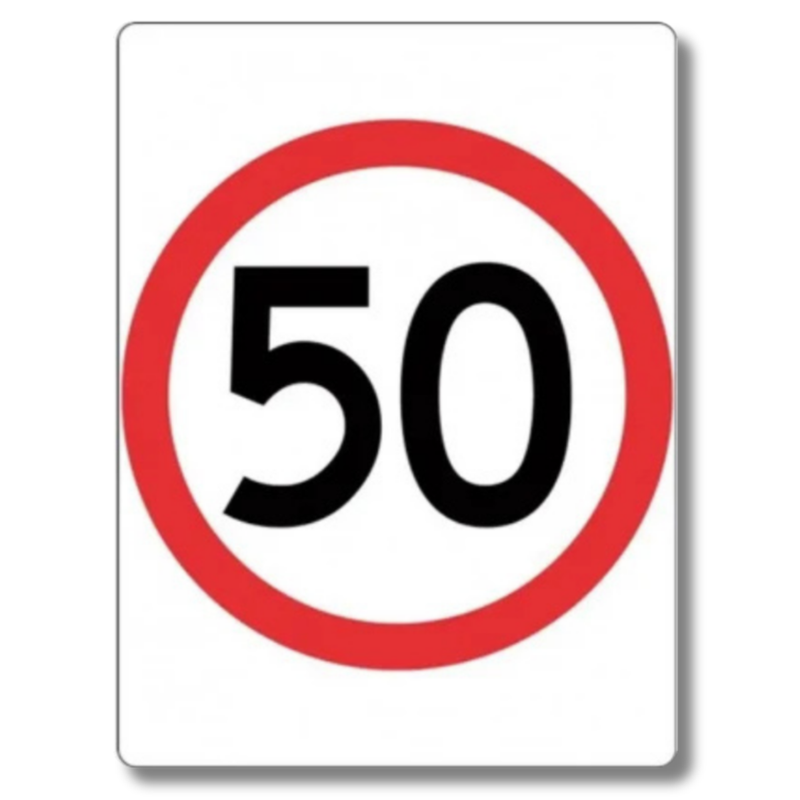 50km/h Speed Limit Sign Class 1 Reflective 600 x 800mm