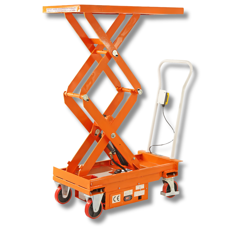 520 x 1010mm 500kg Electric Double Scissor Lift Trolley-Hammerox Industrial