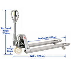 520mm Euro Stainless Steel Pallet Truck-Hammerox Industrial