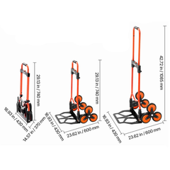 54kg Stair Climbing Trolley Cart 6 Wheel with Ropes