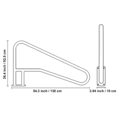 54x36" Stainless Steel Pool Handrail with Base Plate-Hammerox Industrial