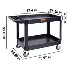 550lb Utility Service Cart 2 Shelf with Wheels