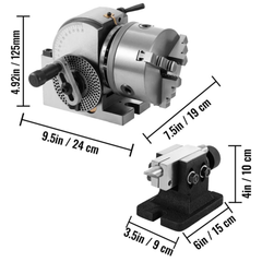 5" Precision Dividing Head with 3 Jaw Chuck & Tailstock