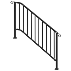 5 Step Outdoor Handrail Retro Arch - Black