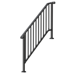 5 Step Outdoor Handrail Retro Arch - Black