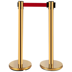 6 Piece Crowd Control Stanchions with Sign Frame - Gold-Hammerox Industrial