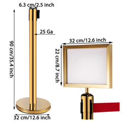 6 Piece Crowd Control Stanchions with Sign Frame - Gold-Hammerox Industrial