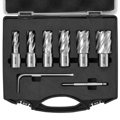 6 Piece HSS Annular Cutter Set 1" Depth Weldon Shank-Hammerox Industrial