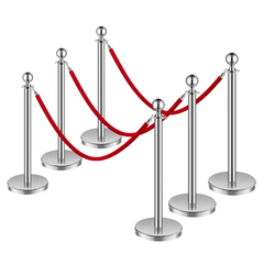6 Piece Stanchion Post Set with Velvet Ropes-Hammerox Industrial