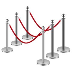 6 Piece Stanchion Post Set with Velvet Ropes-Hammerox Industrial