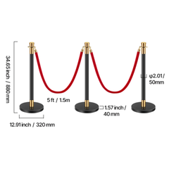 6 Piece Stanchion Post Set with Velvet Ropes-Hammerox Industrial