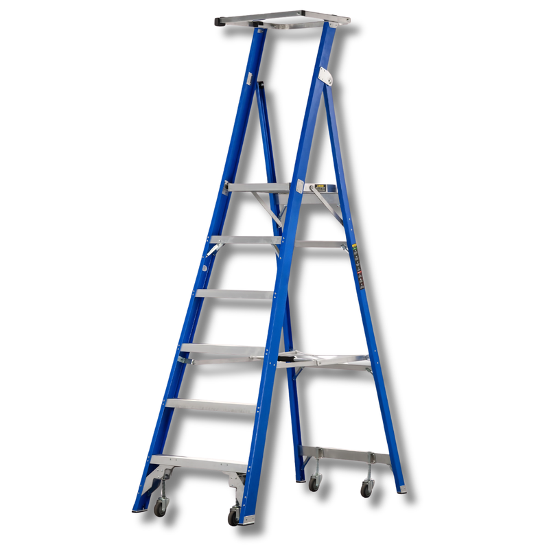 6 Step Fibreglass Industrial Platform Ladder 1740mm Platform Height-Hammerox Industrial