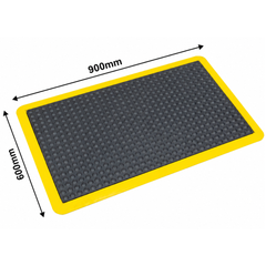 600 x 900mm Ergo Tred Anti Fatigue Mat Black with Yellow Border-Hammerox Industrial