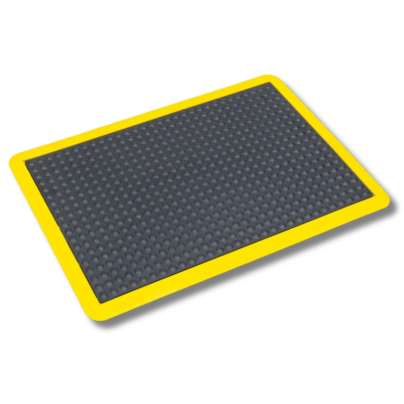 600 x 900mm Ergo Tred Anti Fatigue Mat Black with Yellow Border-Hammerox Industrial