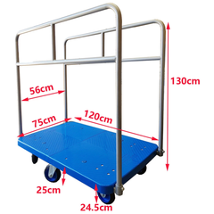600kg Dual Handle 6 Wheel Platform Trolley-Hammerox Industrial
