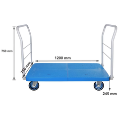 600kg Dual Handle 4 Wheel Platform Trolley