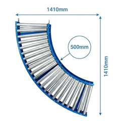 600mm 90° Curved Steel Roller Conveyor-Hammerox Industrial