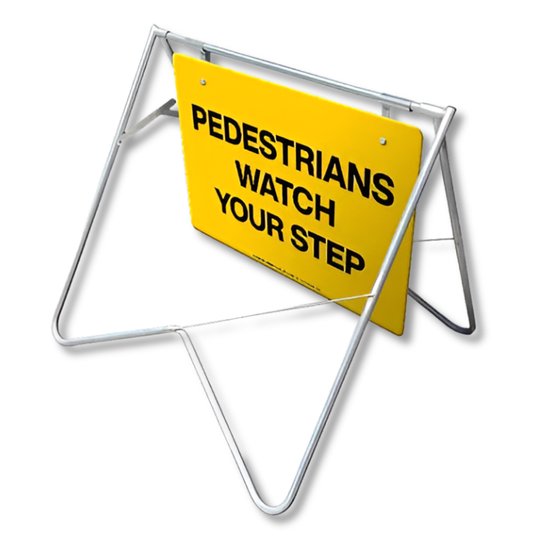 600 x 900mm Pedestrians Watch Your Step Swing Stand & Sign