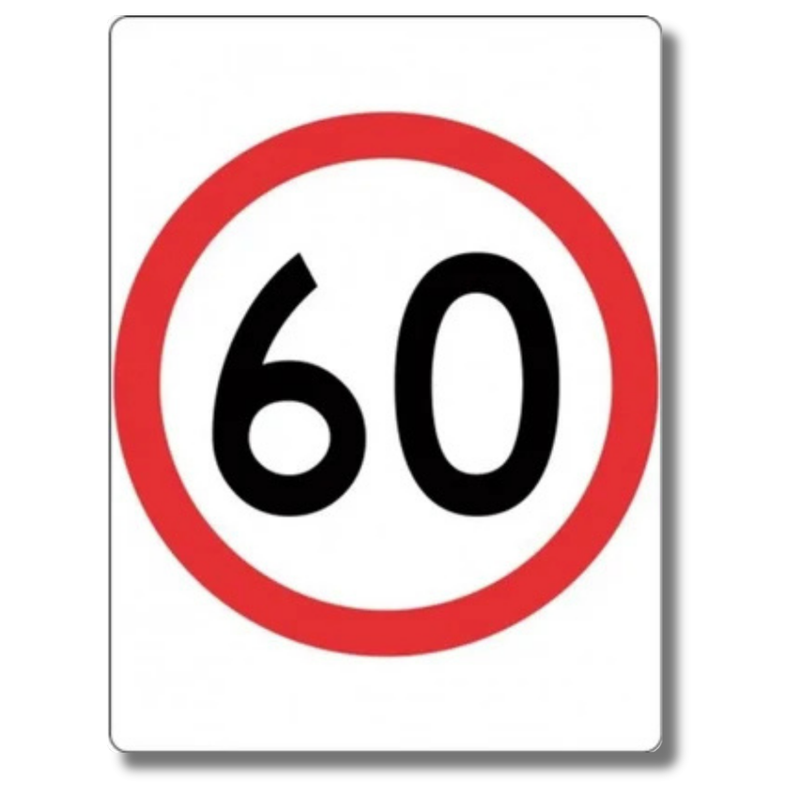 60km/h Speed Limit Sign Class 1 Reflective 600 x 800mm