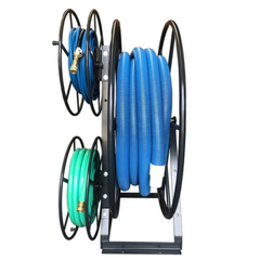 60m Space Saver Triple Solution Hose Reel Powder Coated Charcoal-Hammerox Industrial