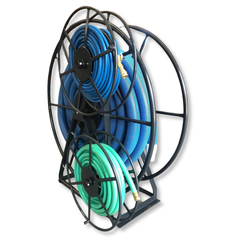 60m Space Saver Triple Solution Hose Reel Powder Coated Charcoal-Hammerox Industrial